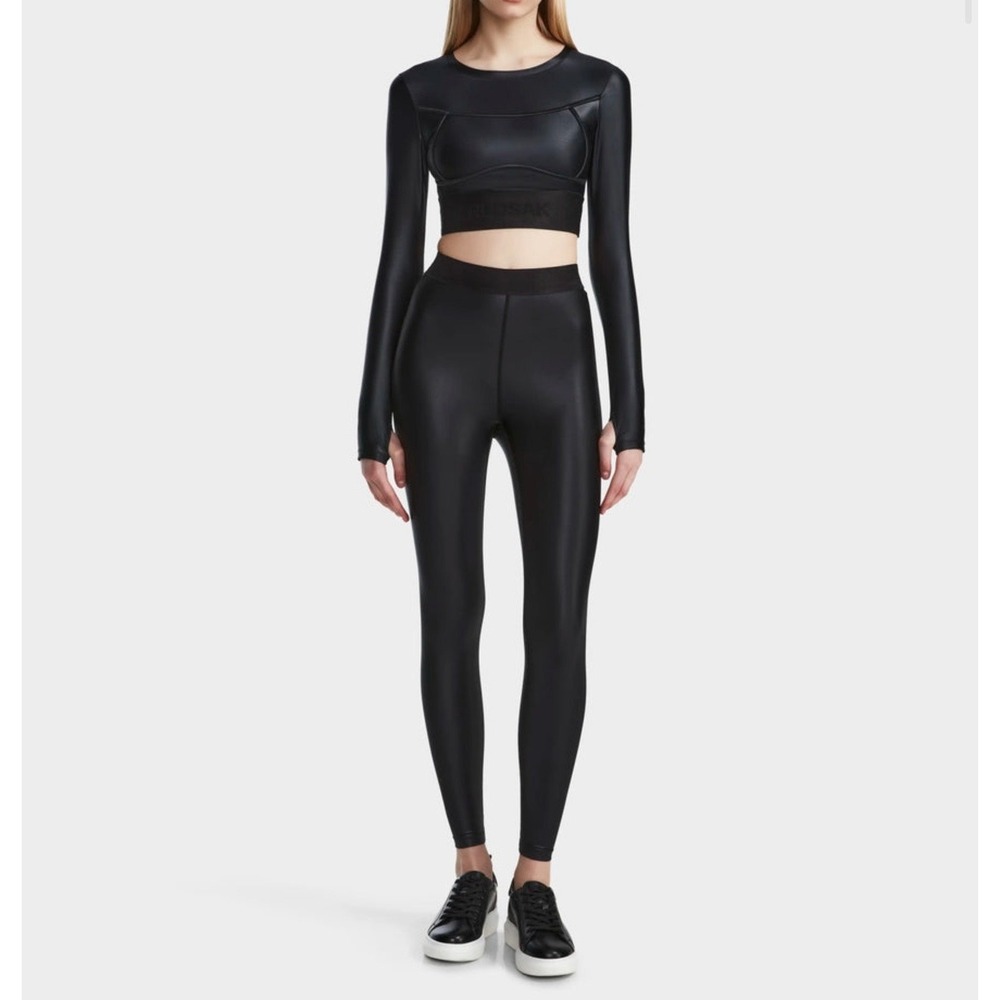 Rudsak Tali Leggings Women S Black Liquid Shine High Rise Athleisure Activewear